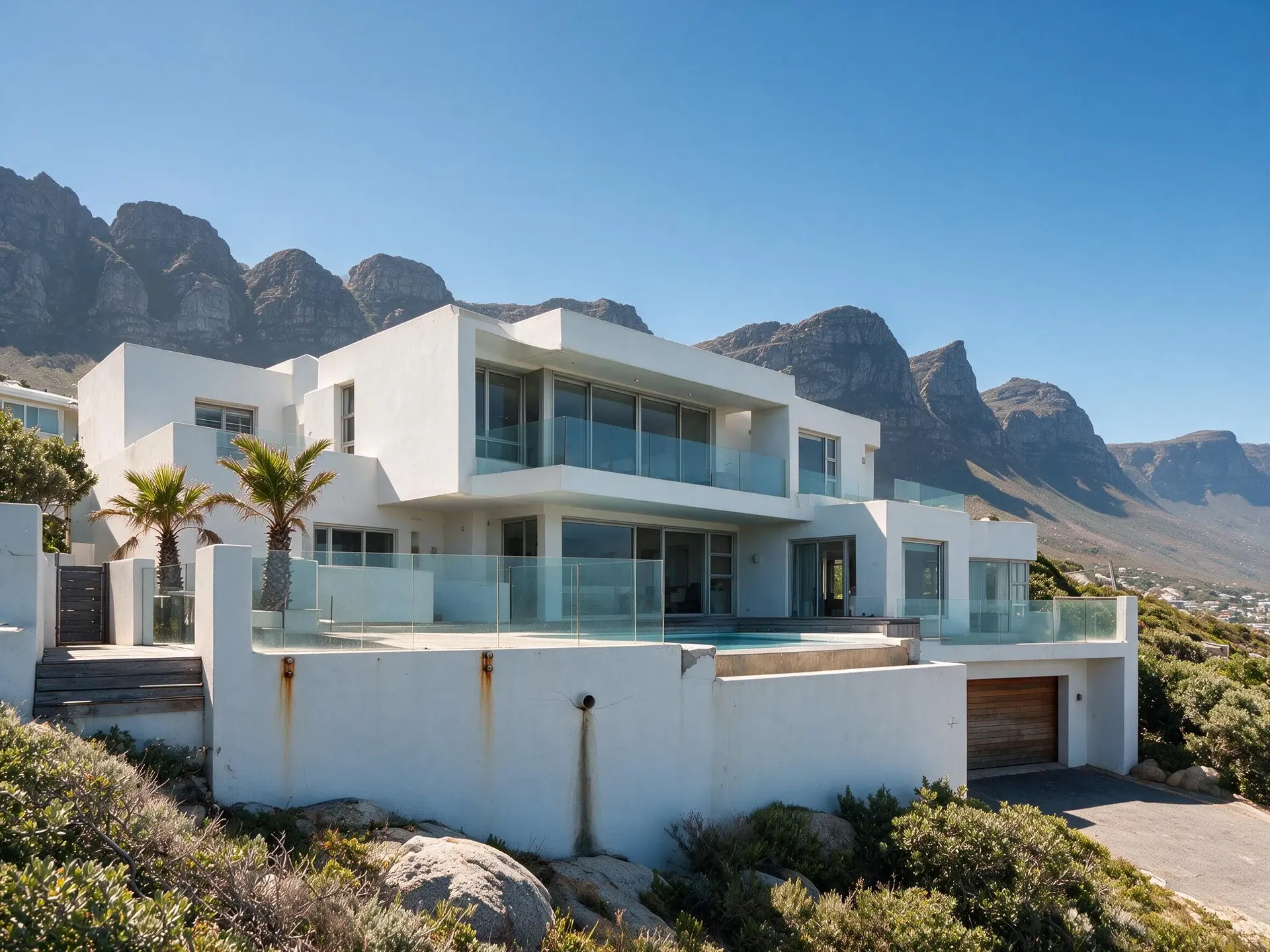 Before and after of an Atlantic seaboard house in Camps Bay, Cape Town, below Table Mountain. — enhanced by Plotpane